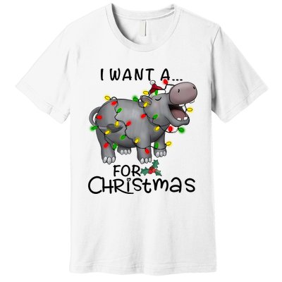 I Want A Hippopotamus For Christmas Cute Hippopotamus Lover Premium T-Shirt