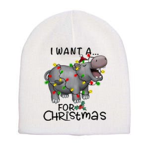 I Want A Hippopotamus For Christmas Cute Hippopotamus Lover Short Acrylic Beanie