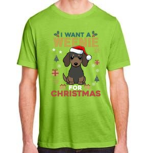 I Want A Weenie For Christmas Dachshund Dog Lovers Pajama Gift Adult ChromaSoft Performance T-Shirt