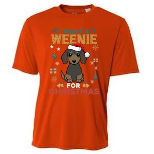 I Want A Weenie For Christmas Dachshund Dog Lovers Pajama Gift Cooling Performance Crew T-Shirt