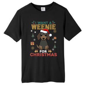 I Want A Weenie For Christmas Dachshund Dog Lovers Pajama Gift Tall Fusion ChromaSoft Performance T-Shirt