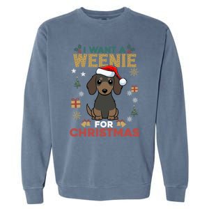 I Want A Weenie For Christmas Dachshund Dog Lovers Pajama Gift Garment-Dyed Sweatshirt