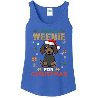 I Want A Weenie For Christmas Dachshund Dog Lovers Pajama Gift Ladies Essential Tank