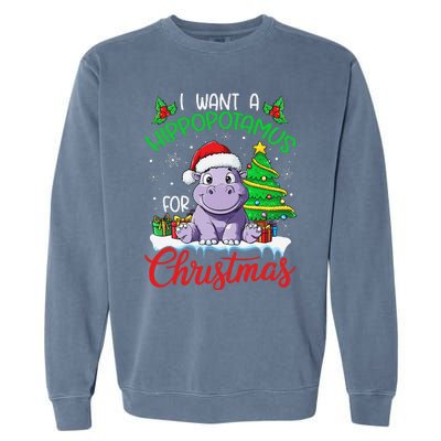 I Want A Hippopotamus For Christmas Xmas Hippo Lover Funny Garment-Dyed Sweatshirt