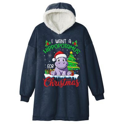 I Want A Hippopotamus For Christmas Xmas Hippo Lover Funny Hooded Wearable Blanket