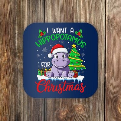 I Want A Hippopotamus For Christmas Xmas Hippo Lover Funny Coaster