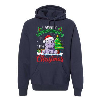 I Want A Hippopotamus For Christmas Xmas Hippo Lover Funny Premium Hoodie