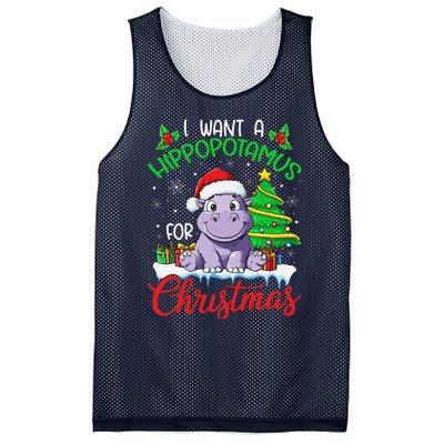 I Want A Hippopotamus For Christmas Xmas Hippo Lover Funny Mesh Reversible Basketball Jersey Tank