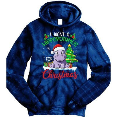 I Want A Hippopotamus For Christmas Xmas Hippo Lover Funny Tie Dye Hoodie