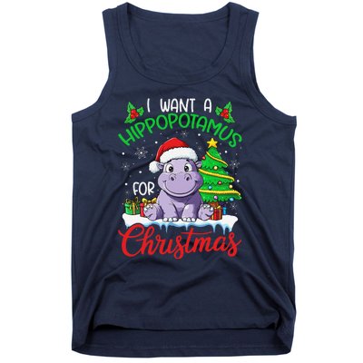 I Want A Hippopotamus For Christmas Xmas Hippo Lover Funny Tank Top