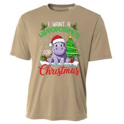 I Want A Hippopotamus For Christmas Xmas Hippo Lover Funny Cooling Performance Crew T-Shirt