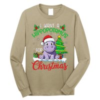 I Want A Hippopotamus For Christmas Xmas Hippo Lover Funny Long Sleeve Shirt