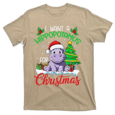 I Want A Hippopotamus For Christmas Xmas Hippo Lover Funny T-Shirt