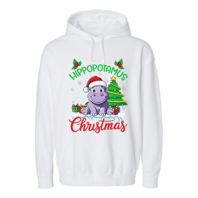 I Want A Hippopotamus For Christmas Xmas Hippo Lover Funny Garment-Dyed Fleece Hoodie