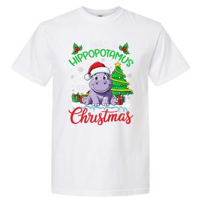 I Want A Hippopotamus For Christmas Xmas Hippo Lover Funny Garment-Dyed Heavyweight T-Shirt