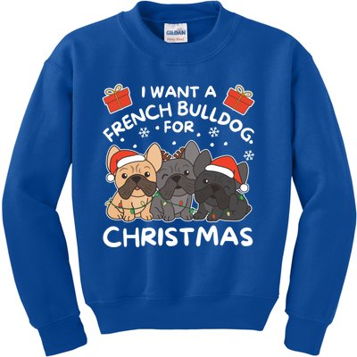 I Want An French Bulldog For Christmas Cute Dogs Gift Kids Sweatshirt