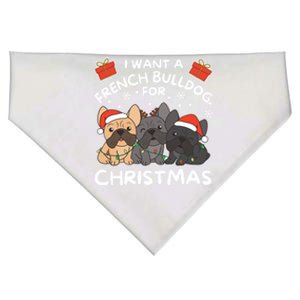 I Want An French Bulldog For Christmas Cute Dogs Gift USA-Made Doggie Bandana