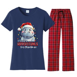 I Want A Hippopotamus For Christmas Xmas Hippo Women's Flannel Pajama Set