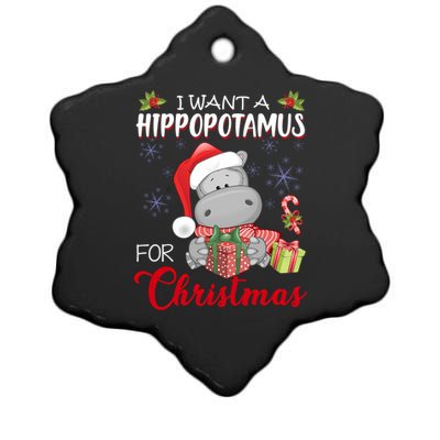 I Want A Hippopotamus For Christmas Xmas Hippo Ceramic Star Ornament