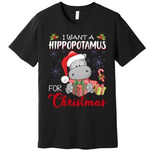 I Want A Hippopotamus For Christmas Xmas Hippo Premium T-Shirt