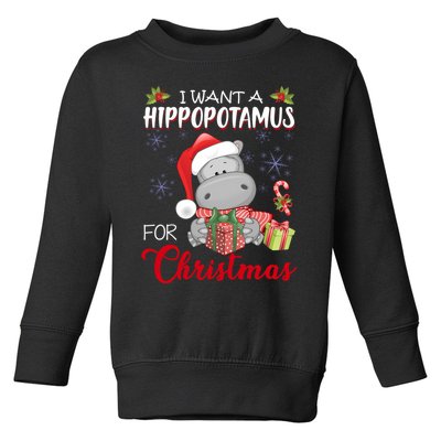 I Want A Hippopotamus For Christmas Xmas Hippo Toddler Sweatshirt