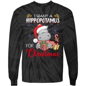 I Want A Hippopotamus For Christmas Xmas Hippo Tie-Dye Long Sleeve Shirt