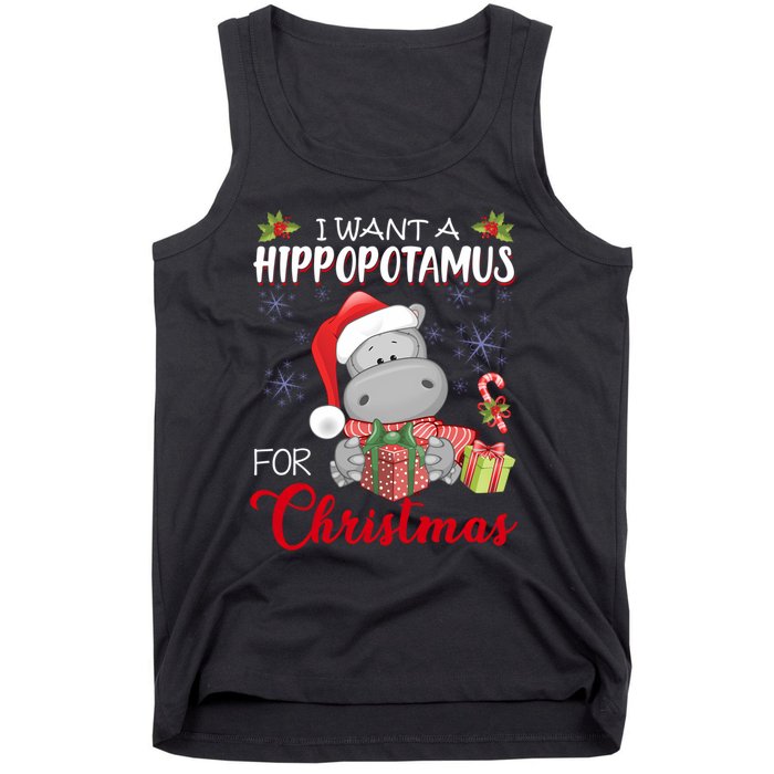 I Want A Hippopotamus For Christmas Xmas Hippo Tank Top