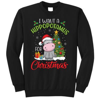 I Want A Hippopotamus For Christmas Hippo Candy Santa Tall Sweatshirt