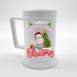 I Want A Hippopotamus For Christmas Funny Hippo Xmas Pajamas Gift Beer Stein