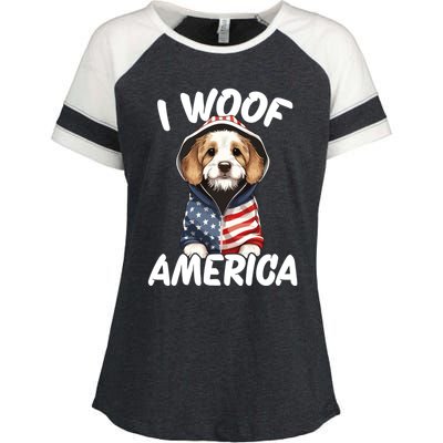 I Woof America Funny Gift Enza Ladies Jersey Colorblock Tee