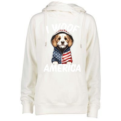 I Woof America Funny Gift Womens Funnel Neck Pullover Hood