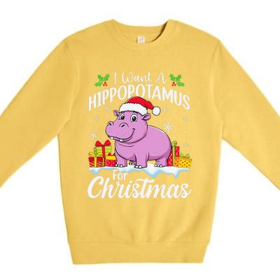 I Want A Hippopotamus For Christmas Xmas Hippo Premium Crewneck Sweatshirt