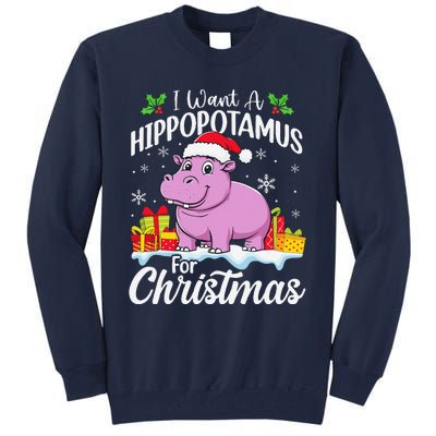 I Want A Hippopotamus For Christmas Xmas Hippo Tall Sweatshirt