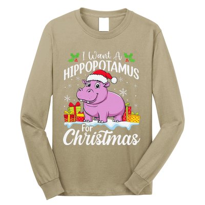 I Want A Hippopotamus For Christmas Xmas Hippo Long Sleeve Shirt