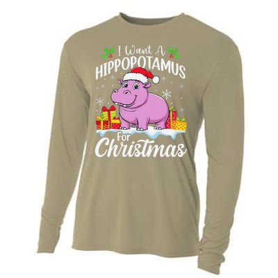 I Want A Hippopotamus For Christmas Xmas Hippo Cooling Performance Long Sleeve Crew