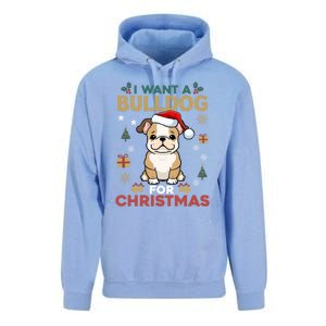 I Want A Bulldog For Christmas Cute Dog Lover Family Pajama Gift Unisex Surf Hoodie