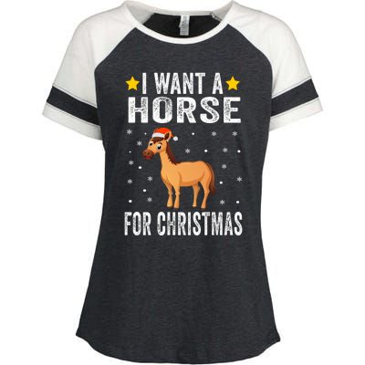 I Want A Horse For Christmas Horse Cute Gift Pajamas Gift Enza Ladies Jersey Colorblock Tee