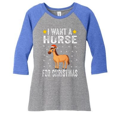 I Want A Horse For Christmas Horse Cute Gift Pajamas Gift Women's Tri-Blend 3/4-Sleeve Raglan Shirt