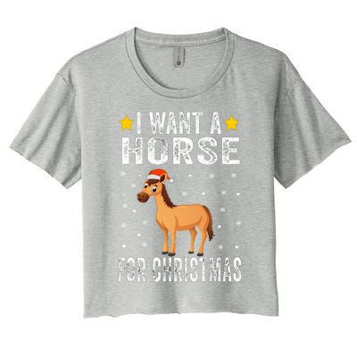 I Want A Horse For Christmas Horse Cute Gift Pajamas Gift Women's Crop Top Tee