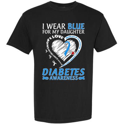I Wear Blue For My Daughter Diabetes Awareness Blue Ribbon Garment-Dyed Heavyweight T-Shirt