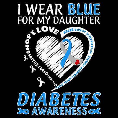 I Wear Blue For My Daughter Diabetes Awareness Blue Ribbon T-Shirt