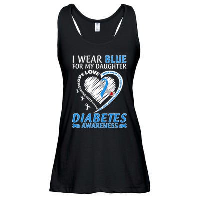 I Wear Blue For My Daughter Diabetes Awareness Blue Ribbon Ladies Essential Flowy Tank