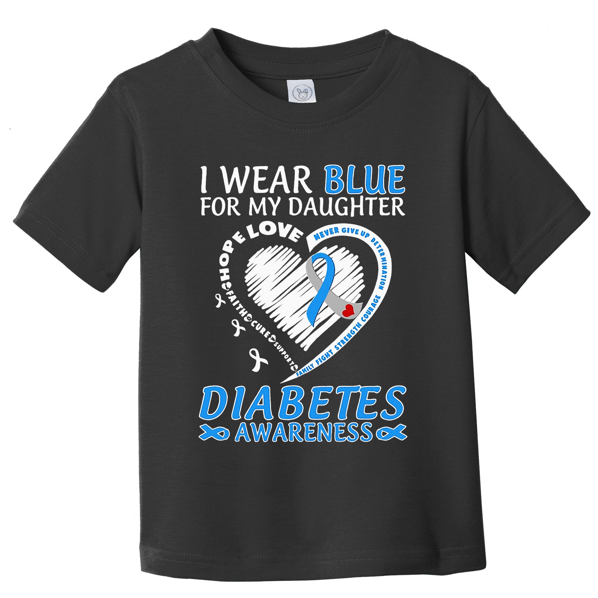 I Wear Blue For My Daughter Diabetes Awareness Blue Ribbon Toddler T-Shirt