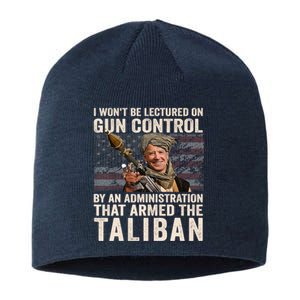 I Won't Be Lectured On Gun Control Shirt Funny Biden Taliban Sustainable Beanie