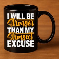 I Will Be Stronger Than My Strongest Excuse Growth Mindset Gift 11oz C Handle Ceramic Mug