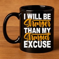 I Will Be Stronger Than My Strongest Excuse Growth Mindset Gift 11oz C Handle Ceramic Mug