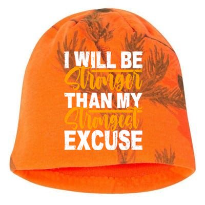 I Will Be Stronger Than My Strongest Excuse Growth Mindset Gift Kati - Camo Knit Beanie