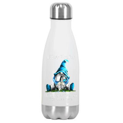 I Wear Blue For Diabetes Awareness Gnome Blue Ribbon Stainless Steel Insulated Water Bottle