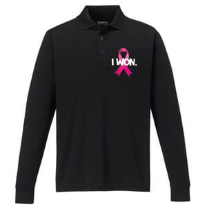 I Won Breast Cancer Awareness Survivor Performance Long Sleeve Polo