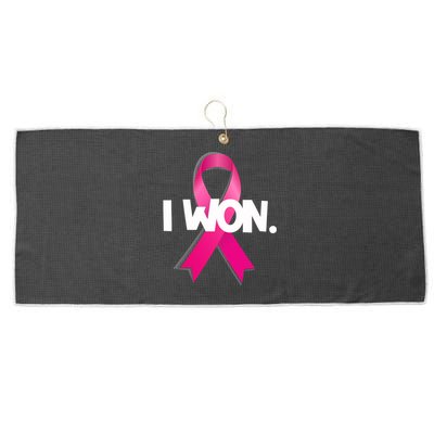 I Won Breast Cancer Awareness Survivor Large Microfiber Waffle Golf Towel